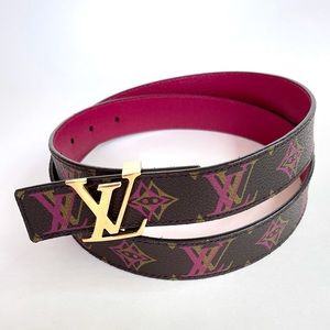 AUTHENTIC LV RAINBOW REVERSIBLE BELT - FUCHSIA